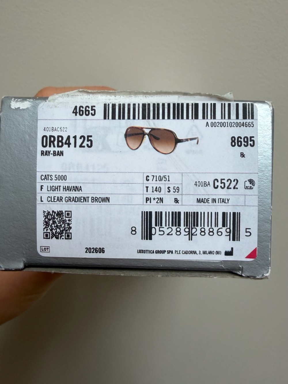 Ray-Ban Men’s RB 4125 Aviator Sunglasses - Brown Lenses - Picture 7 of 7